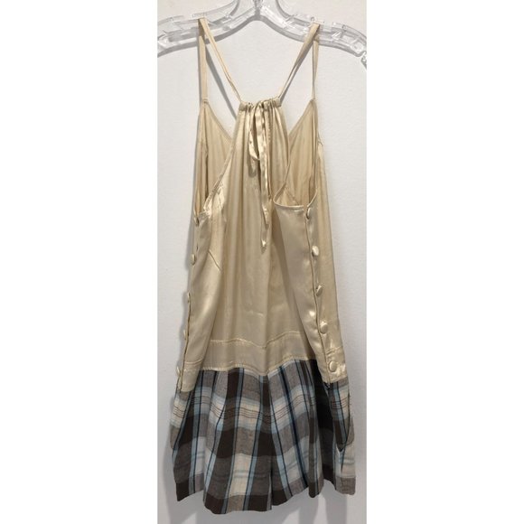 UO's Kimchi Blue Silk & Plaid Romper with Lace - Picture 5 of 7